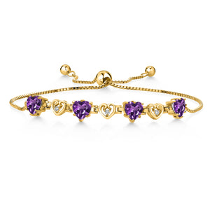Amethyst - February_Bracelet in 925 Yellow Gold Plated Silver