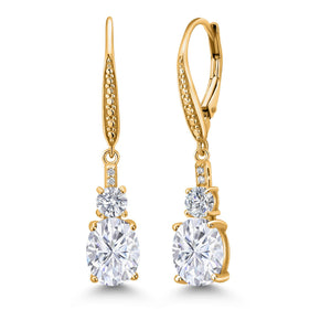 Near Colorless (GH) and E - F_Earrings in 925 Yellow Gold Plated Silver
