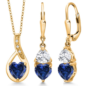 Pendant Earrings Set in 925 Yellow Gold Plated Silver