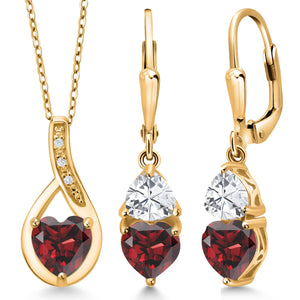 Pendant Earrings Set in 925 Yellow Gold Plated Silver
