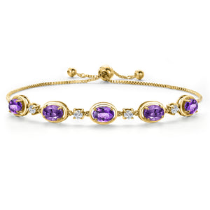 Amethyst-Checkerboard - February_Bracelet in 925 Yellow Gold Plated Silver
