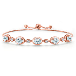 Aquamarine - March_Bracelet in 925 Rose Gold Plated Silver