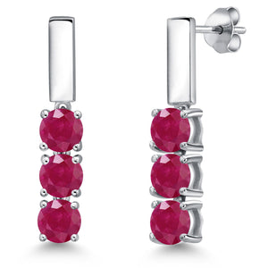 Ruby - July_Earrings in 925 Sterling Silver
