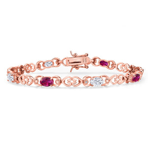 Created Ruby - July_Bracelet in 925 Rose Gold Plated Silver