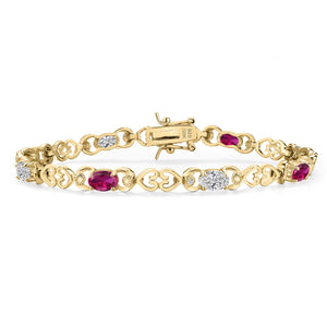 Created Ruby - July_Bracelet in 925 Yellow Gold Plated Silver