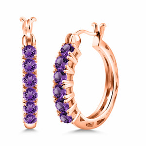 Purple_925 Rose Gold Plated Silver_Earrings in 925 Rose Gold Plated Silver