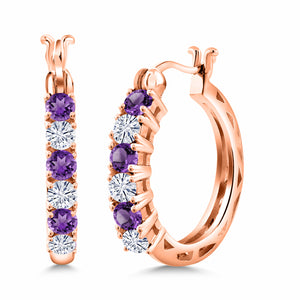 Purple and Near Colorless (GH)_925 Rose Gold Plated Silver_Earrings in 925 Rose Gold Plated Silver