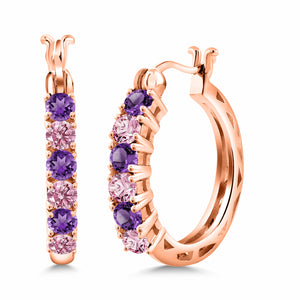 Purple and Pink_925 Rose Gold Plated Silver_Earrings in 925 Rose Gold Plated Silver