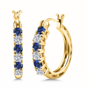 Blue Created Sapphire_925 Yellow Gold Plated Silver_Earrings in 925 Yellow Gold Plated Silver