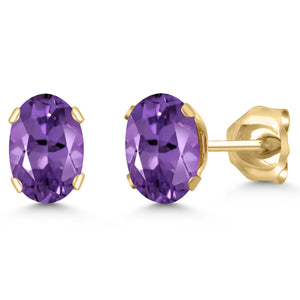 Purple_Earrings in 925 Yellow Gold Plated Silver