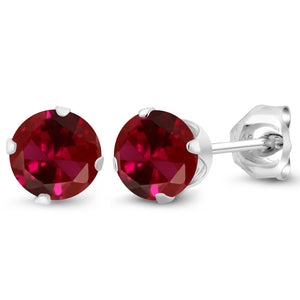 Created Ruby - July_Earrings in 925 Sterling Silver