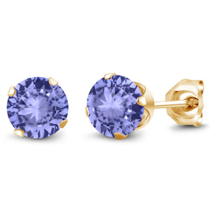Tanzanite - December_Earrings in 925 Yellow Gold Plated Silver