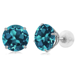 London Blue Topaz - November_Earrings in 14K White Gold