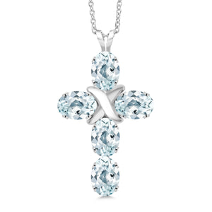 Aquamarine - March_Pendant in 925 Sterling Silver