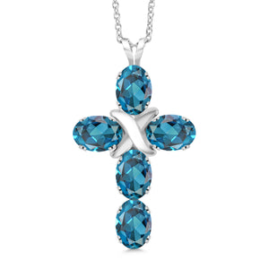 London Blue Topaz - November_Pendant in 925 Sterling Silver