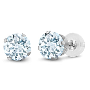 Aquamarine - March_Earrings in 10K White Gold