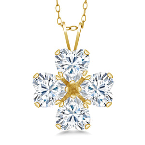 White Moissanite_Pendant in 925 Yellow Gold Plated Silver
