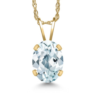 Aquamarine - March_Pendant in 14K Yellow Gold