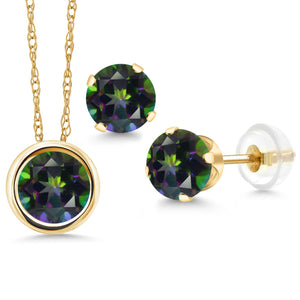 Pendant Earrings Set in 14K Yellow Gold