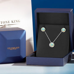 Pendant Earrings Set in 14K White Gold