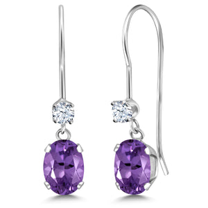 Purple and White_Earrings in 14K White Gold