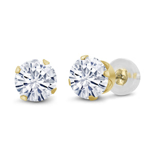 White Moissanite - April_14K Yellow Gold_Earrings in 14K Yellow Gold