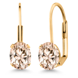 Morganite_Earrings in yellow gold plated brass