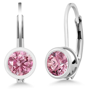 Pink Lab Grown Diamond - April_Earrings in 925 Sterling Silver