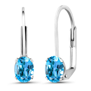 Swiss Blue Topaz - November_Earrings in 925 Sterling Silver