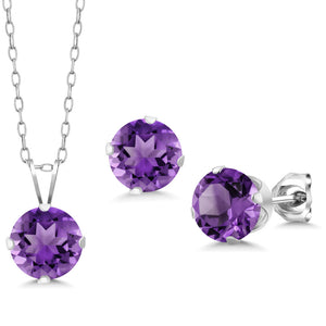 Amethyst - February_Pendant Earrings Set in 925 Sterling Silver