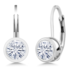 White Moissanite - April_Earrings in 925 Sterling Silver
