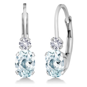 Sky Blue and White_Earrings in 14K White Gold