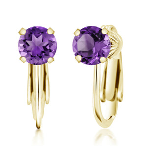Amethyst - February_Earrings in 925 Yellow Gold Plated Silver