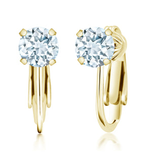 Aquamarine - March_Earrings in 925 Yellow Gold Plated Silver