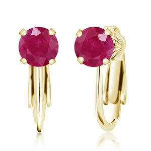 Ruby - July_Earrings in 925 Yellow Gold Plated Silver