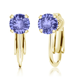 Tanzanite - December_Earrings in 925 Yellow Gold Plated Silver