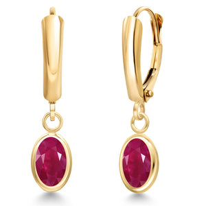 Ruby - July_Earrings in 14K Yellow Gold