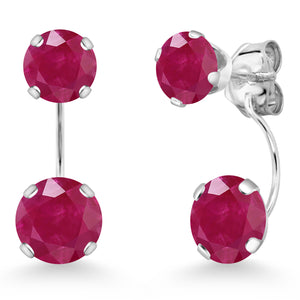 Ruby - July_Earrings in 14K White Gold