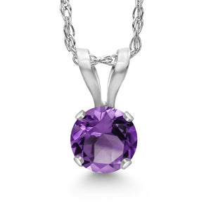 Amethyst - February_Pendant in 14K White Gold