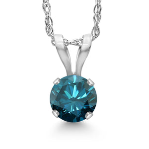 Blue Diamond - April_Pendant in 14K White Gold