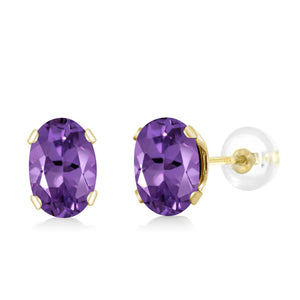Amethyst - February_Earrings in 10K Yellow Gold