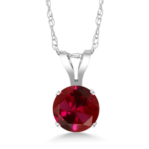 Created Ruby - July_Pendant in 14K White Gold