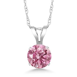 Pink Lab Grown Diamond - April_Pendant in 14K White Gold