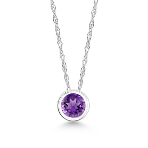 Amethyst - February_Pendant in 14K White Gold