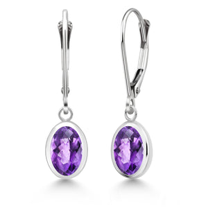 Amethyst-Checkerboard - February_Earrings in 925 Sterling Silver