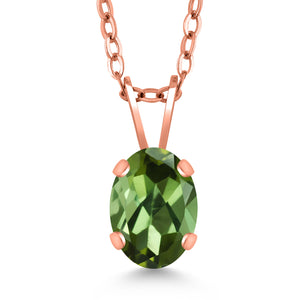 Green Tourmaline - October_Pendant in 925 Rose Gold Plated Silver