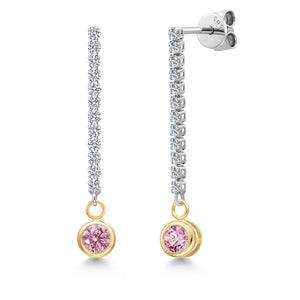 Pink Lab Grown Diamond - April_Earrings in 14K Two Tone Gold