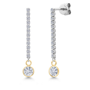 Near Colorless (GH) and E - F_Earrings in 14K Two Tone Gold