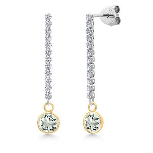 Prasiolite_Earrings in 14K Two Tone Gold
