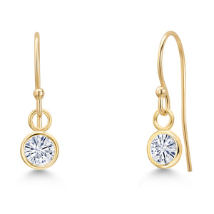 White Moissanite - April_Earrings in 14K Yellow Gold